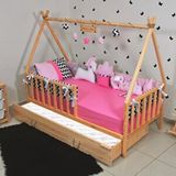 MiniWood Montessori Çocuk Yatak Yavrulu 90x190 Karyola Derya Çam