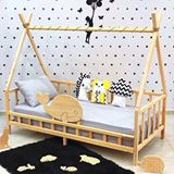 MiniWood Montessori Karyola Bebek Ve Çocuk Yatak Korumalıklı Ahşap Yatak Çam