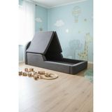 MiniWood Montessori Katlanır Çocuk Yatak Oyun Alanlı Karyola Sünger Yer Yatağı Bebek Beşik - Antrasit - 90 x 190 cm