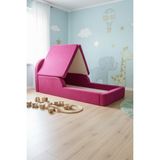 MiniWood Montessori Katlanır Çocuk Yatak Oyun Alanlı Karyola Sünger Yer Yatağı Bebek Beşik - Fuşya - 90 x 190 cm