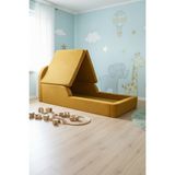 MiniWood Montessori Katlanır Çocuk Yatak Oyun Alanlı Karyola Sünger Yer Yatağı Bebek Beşik - Hardal - 90 x 190 cm
