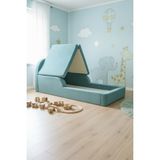 MiniWood Montessori Katlanır Çocuk Yatak Oyun Alanlı Karyola Sünger Yer Yatağı Bebek Beşik - Indigo - 90 x 190 cm