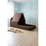 MiniWood Montessori Katlanır Çocuk Yatak Oyun Alanlı Karyola Sünger Yer Yatağı Bebek Beşik - Kahverengi - 90 x 190 cm