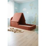 MiniWood Montessori Katlanır Çocuk Yatak Oyun Alanlı Karyola Sünger Yer Yatağı Bebek Beşik - Kiremit Rengi - 90 x 190 cm
