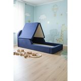 MiniWood Montessori Katlanır Çocuk Yatak Oyun Alanlı Karyola Sünger Yer Yatağı Bebek Beşik - Lacivert - 90 x 190 cm