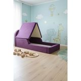 MiniWood Montessori Katlanır Çocuk Yatak Oyun Alanlı Karyola Sünger Yer Yatağı Bebek Beşik - Mor - 90 x 190 cm