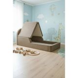 MiniWood Montessori Katlanır Çocuk Yatak Oyun Alanlı Karyola Sünger Yer Yatağı Bebek Beşik - Sütlü Kahve - 90 x 190 cm