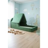 MiniWood Montessori Katlanır Çocuk Yatak Oyun Alanlı Karyola Sünger Yer Yatağı Bebek Beşik - Yeşil - 90 x 190 cm