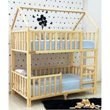 MiniWood Montessori Yatak Çatılı Ahşap Ranza 90 x 190 cm Çam Malzemeden Dayanıklı Tasarım