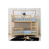 MiniWood Montessori Yatak Çatılı Doğal Ahşap Ranza Karyola