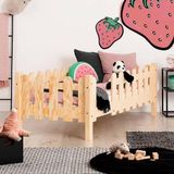 MiniWood Montessori Yatak Çocuk ve Bebek Karyola Doğal Çam Violet - 90 x 190 cm - Ahşap