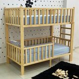 MiniWood Montessori Yatak Doğal Çam Karyola Merdivenli Ranza - 90 x 190 cm - Ahşap