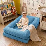 MiniWood Montessori Yatak Oyun Alanlı Bebek Yer Yatağı Sünger Çocuk Karyola - Indigo - 90 x 150 cm