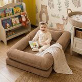 MiniWood Montessori Yatak Oyun Alanlı Bebek Yer Yatağı Sünger Çocuk Karyola - Sütlü Kahve - 90 x 150 cm