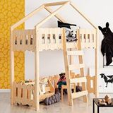 MiniWood Oyun Evi Montessori Yatak Ranza Çocuk Karyola Çam