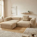 MiniWood Relax Köşe Koltuk Takımı Sünger Koltuk Kanepe Divan - Bej