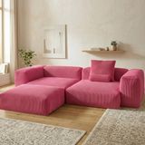 MiniWood Relax Köşe Koltuk Takımı Sünger Koltuk Kanepe Divan - Fuşya