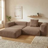 MiniWood Relax Köşe Koltuk Takımı Sünger Koltuk Kanepe Divan - Sütlü Kahverengi