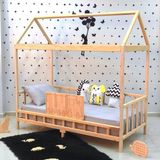 MiniWood Tren Montessori Yatak Çocuk Karyola Doğalçam Bebek Yatak - 80 x 130 cm - Ahşap