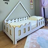 MiniWood Zirkon Montessori Yatak Mdf Çocuk Karyola Bebek Yatak Beyaz