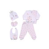 Miniworld Kiz Bebek Kedi Temali Pembe 0-3 Ay 5Li Hastane Cikis Takimi