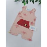 Miniworld Palmiye Desenli Somon Şort Tulum 3-6 Ay - Bordo - 3 - 6 Ay