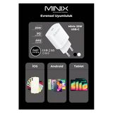 Minix 25W iPhone 13 Pro Uyumlu Type-C Hızlı Şarj Pd Yeni Nesil Hızlı Şarj Aleti Adaptörü, 25W Adaptör