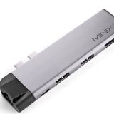 MINIX NEO C-DHGR çoklu bağlantı noktası adaptörü, 2 x HDMI 4K 60 Hz, USB-C PD 3.0 maks. 60 W, USB 3.0, Ethernet, SD kart, microSD uyumlu, Apple MacBook Air ve Pro ile uyumlu