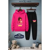 MINIXLARGE Unisex Çocuk Pembis Peri Okul Cantali Baskılı Kapşonlu Eşofman Takımı