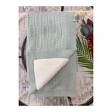 Minizade Lüks Peluş Astarlı Triko Bebek Battaniyesi Sıcak Tutan Puset & Hastane Çıkış Battaniyesi 80*90 cm