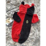 Minizade Peluş Fermuarlı Kışlık Ponponlu Palyaço Bebek Uyku Tulumu - 6 - 12 Ay - Kırmızı - Siyah