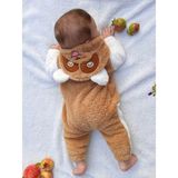 Minizade Welsoft Peluş Fermuarlı Kışlık Panda Bebek Uyku Tulumu - 0 - 6 Ay - Kahverengi - Beyaz