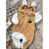 Minizade Welsoft Peluş Fermuarlı Kışlık Panda Bebek Uyku Tulumu - 6 - 12 Ay - Kahverengi - Beyaz