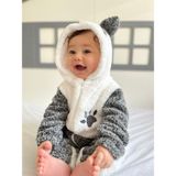 Minizade Welsoft Peluş Fermuarlı Kışlık Panda Bebek Uyku Tulumu - Beyaz - Gri - 1,5 - 2 Yaş