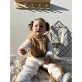 Minizade Welsoft Peluş Fermuarlı Kışlık Panda Bebek Uyku Tulumu - Kahverengi - Beyaz - 1 - 1,5 Yaş