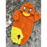 Minizade Welsoft Peluş Unisex Fermuarlı Kışlık Ördek Bebek Uyku Tulumu - 6 - 12 Ay - Sarı - Turuncu