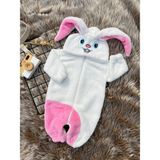 Minizade Welsoft Peluş Unisex Fermuarlı Kışlık Tavşan Bebek Uyku Tulumu - 0 - 6 Ay - Pembe - Beyaz