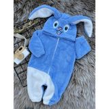 Minizade Welsoft Peluş Unisex Fermuarlı Kışlık Tavşan Bebek Uyku Tulumu - Mavi - Beyaz - 1 - 1,5 Yaş