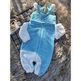 Minizade Welsoft Peluş Unisex Fermuarlı Kışlık Unicorn Bebek Uyku Tulumu - 0 - 6 Ay - Turkuaz - Beyaz