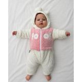 Minizade Winnie The Pooh Welsoft Peluş Unisex Fermuarlı Kışlık Bebek Uyku Tulumu Bebek Tulumu Bebek Kostümü - Beyaz - 3-6 M