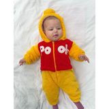 Minizade Winnie The Pooh Welsoft Peluş Unisex Fermuarlı Kışlık Bebek Uyku Tulumu Bebek Tulumu Bebek Kostümü - Kırmızı - 3-6 M