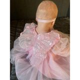 Minizade Yazlık Tütülü Astarlı Bebek Elbise Çocuk Elbise Kız Çocuk Doğum Günü Parti Astarlı Düğün Elbisesi - Pembe - 3 Yaş