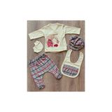 Minizeyn Ekose Desenli 5'li Hastane Çıkışı Set Erkek Bebek Kasketli TavşaTakım My Sweet Car - Bej - Sarı - 0 - 3 Ay