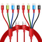 Minlu Çoklu USB Şarj Kablosu 4A, 4'ü 1 Arada Örgülü Şarj Kablosu, Çoklu Şarj Kablosu, IP/USB C/Mikro Bağlantı Noktalı Adaptörlü Çoklu USB Kablosu Cep Telefonları/Tabletler/Samsung/Pixel/PS/LG ve Daha