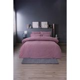 Minna Jakarlı Saten Çift Kişilik Nevresim Takımı Lila (6 Parça) - Beyaz - 200 x 220 cm