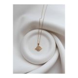 Minne Jewelry-Accessory Gezegen Figürlü Zirkon Taşlı Çelik Gold Renk Kolye - Halkalı Gezegen Kolye ( Satürn ) Minimal Gezegen Kolye - Evren Temalı Gezegen Kolye