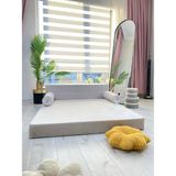 Minness Katlanır Yatak & Katlanır Koltuk-Baby Face Kumaş Lacivert 120*200 &oturum Yüksekliği 29CM - Krem