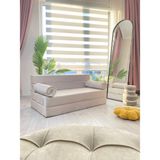 MİNNESS Minness Katlanır Koltuk & Yatak Açık Krem Kadife 120 x 200 cm Süngerli Fonksiyonel Tasarım Oturum Yüksekliği 29 cm