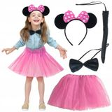 Minnie Kostüm Seti (Pembe Tütü Etek + Pembe Taç + Papyon + Kuyruk) (5047)