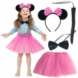 Minnie Kostüm Seti (Pembe Tütü Etek + Pembe Taç + Papyon + Kuyruk) (5433)